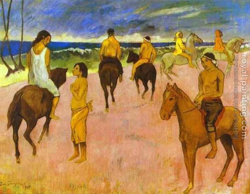 Paul Gauguin : Horsemen on the Beach